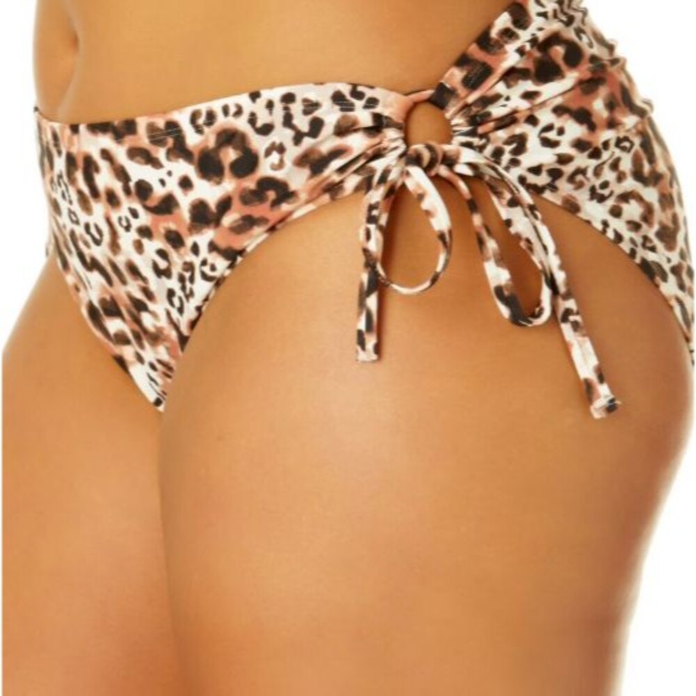 Time And Tru Women's Mid Rise Side Tie Animal Print Bikini Bottoms Plus Size 3X